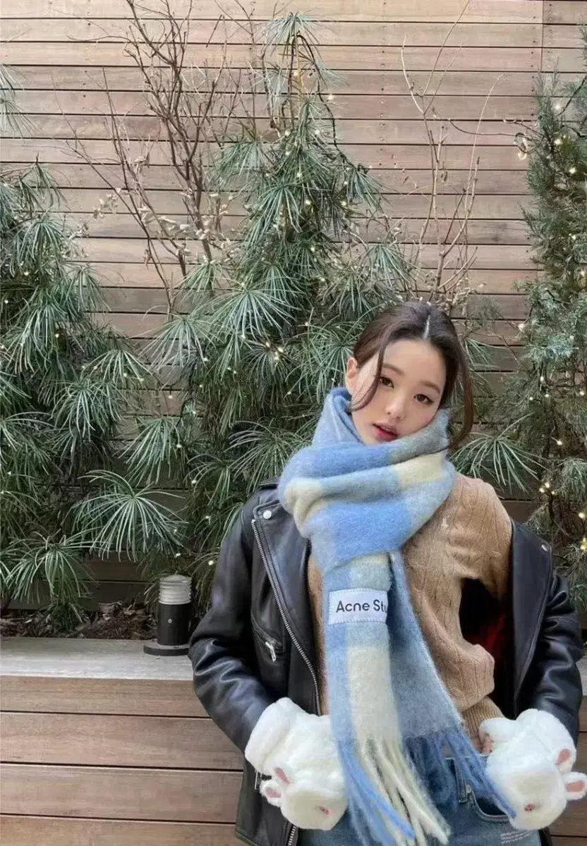 Acne Studios 장원영 동일 버전 큰 체크무늬 머플러 스카프